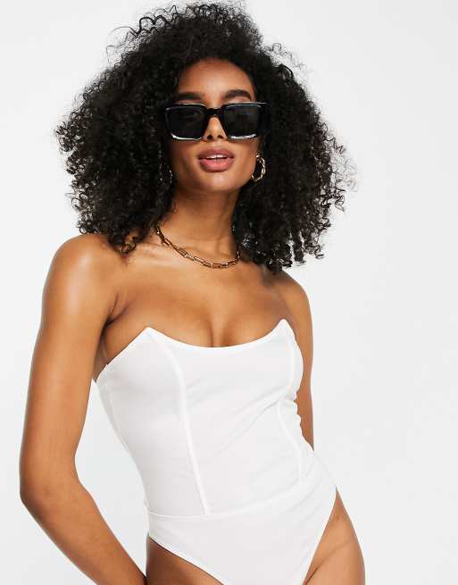 Extro & Vert - Body style guêpière à encolure dégagée - Blanc cassé, 4 de 4