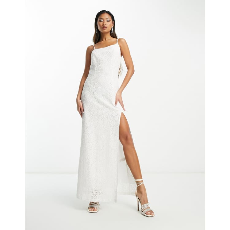 White lace hotsell asymmetrical dress