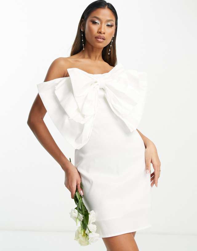 Extro & Vert Bridal body-conscious mini dress with bow