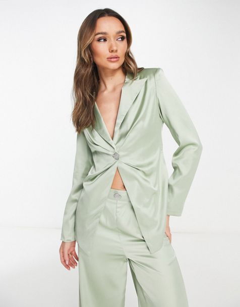In The Style x Perrie Sian boyfriend blazer in lime - part of a set