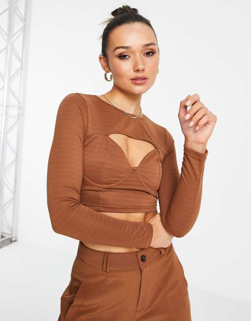 Extro & Vert – Brun crop top med utskurna detaljer, del av set, 2 av 4