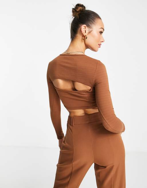 Extro & Vert – Brun crop top med utskurna detaljer, del av set, 3 av 4