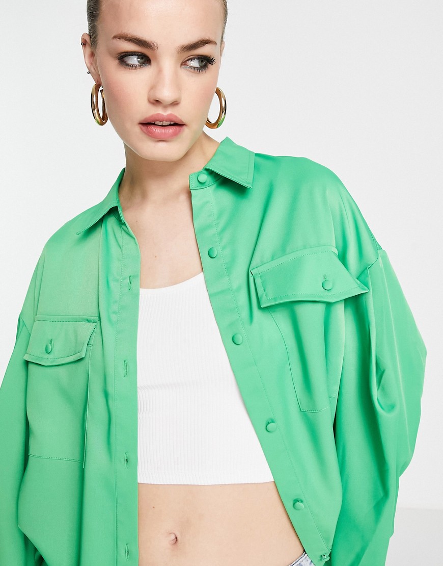 Camicia oversize a pieghe verde acceso - Extro&Vert Camicia donna  - immagine3