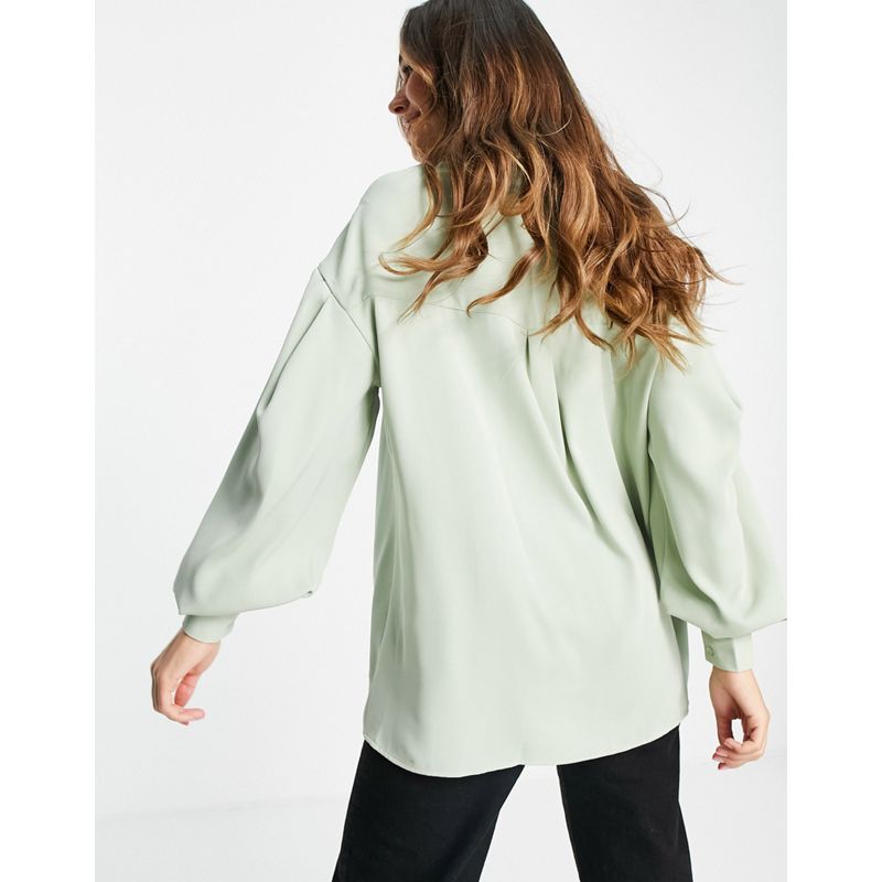 Top Donna Extro & Vert - Camicia oversize verde a pieghe