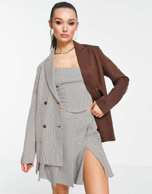 Extro & Vert double breasted contrast check blazer co-ord | ASOS