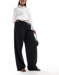 [Extro & Vert] Extro & Vert drawstring tailored pants in black and white 8 BLACK