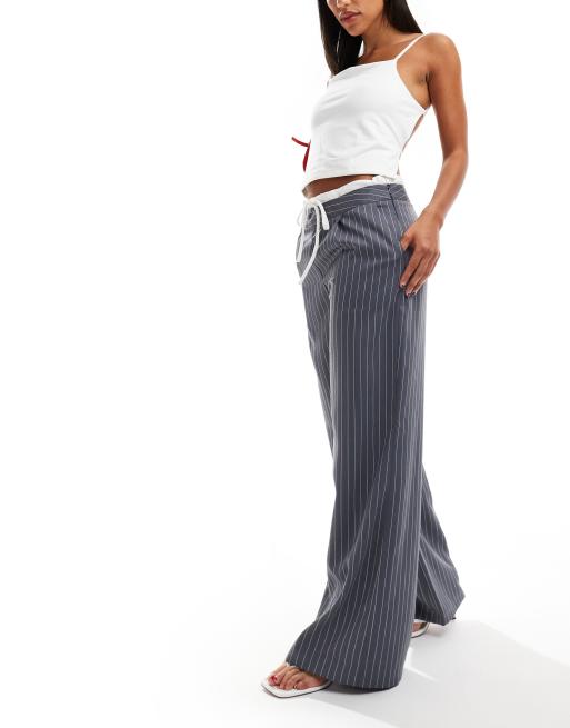Extro & Vert drawstring tailored pants in gray stripe