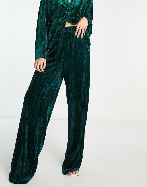 Extro & Vert elastic super wide leg pants in emerald green part of a