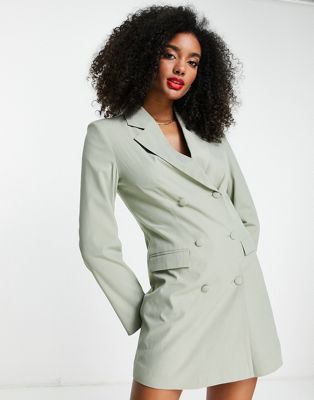 Extro & Vert fitted blazer dress with open back in sage
