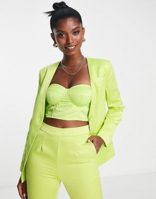 Extro & Vert fitted blazer in chartreuse co-ord - ASOS Price Checker
