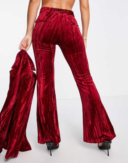 Red velvet bell bottom hot sale pants