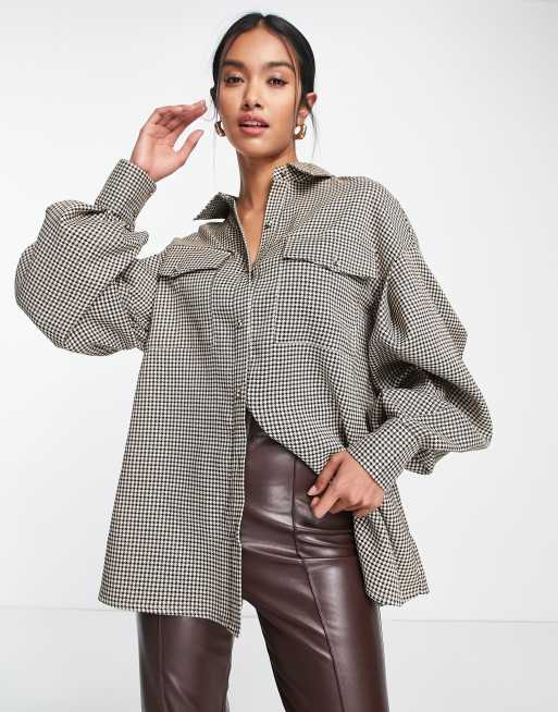 Extro & Vert - Geplooid oversized overhemd met ruitprint