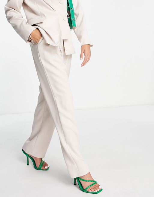 Extro & Vert high waist pleat front tailored pants in ecru (part of a set), 2 of 4