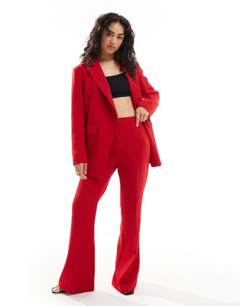 Extro & Vert high waisted tailored trouser in red co-ord - view 1