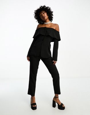 Extro & Vert high waisted tailored trousers in black co-ord - ASOS Price Checker