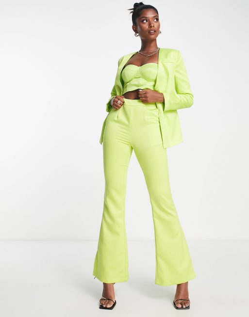 Extro & Vert highwaist flare pants in chartreuse - part of a set