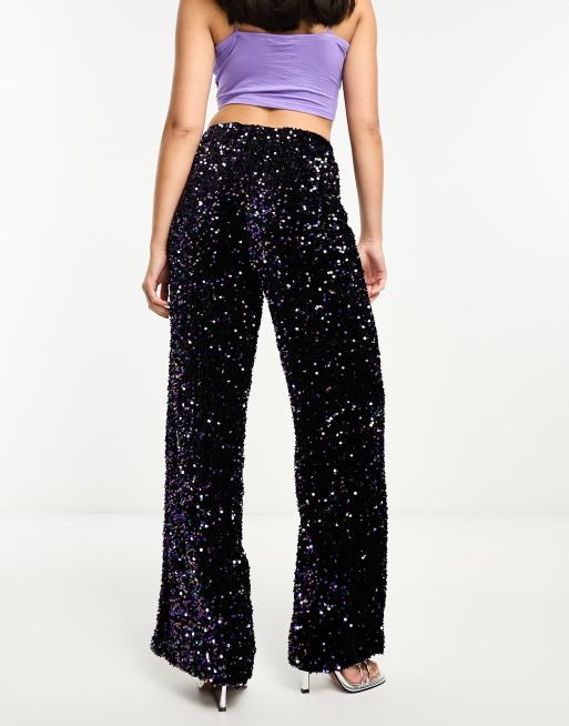 Extro & Vert – Locker geschnittene Samthose in Regenbogenfarben mit weitem Bein, 3 von 4