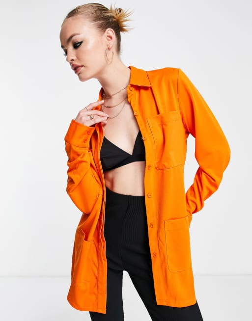 Extro & Vert – Orange cargoskjorta i oversize