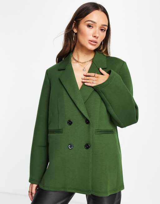 Extro & Vert - Oversize mørkegrøn blazer i jersey - Del af sæt