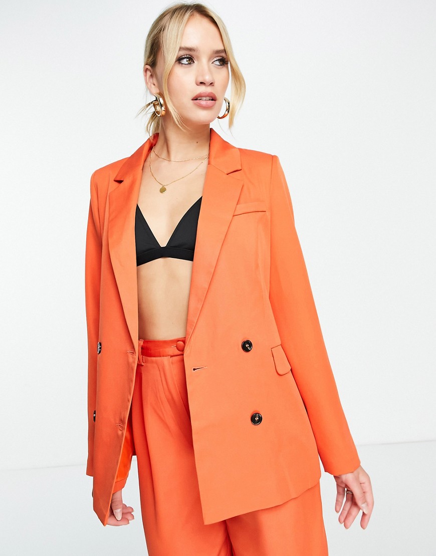 Extro & Vert oversized blazer with pocket detail in rust co-ord-Copper