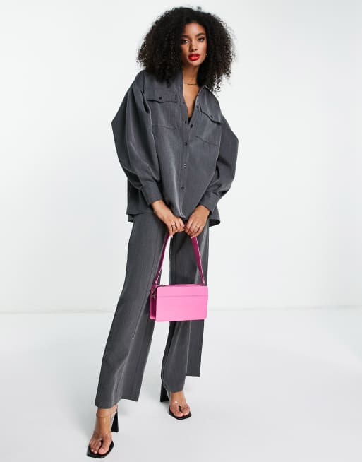 bodycon dress with oversized shirt ASOS DESIGN bodycon t-shirt dress with oversized top in gray acid wash with  band print