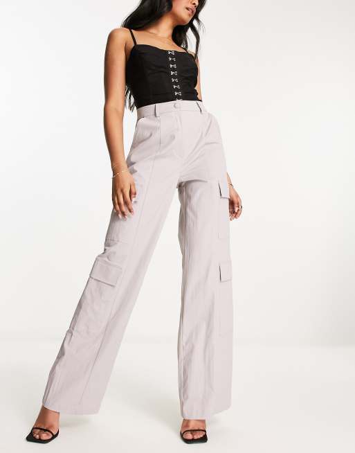 Extro & Vert - Pantalon cargo large style années 90 - Gris taupe
