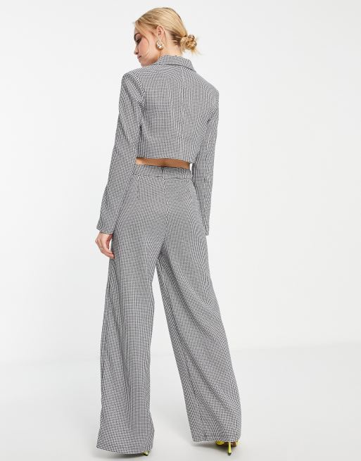 Extro & Vert - Pantaloni a fondo extra ampio a quadri pied de poule, 2 di 4