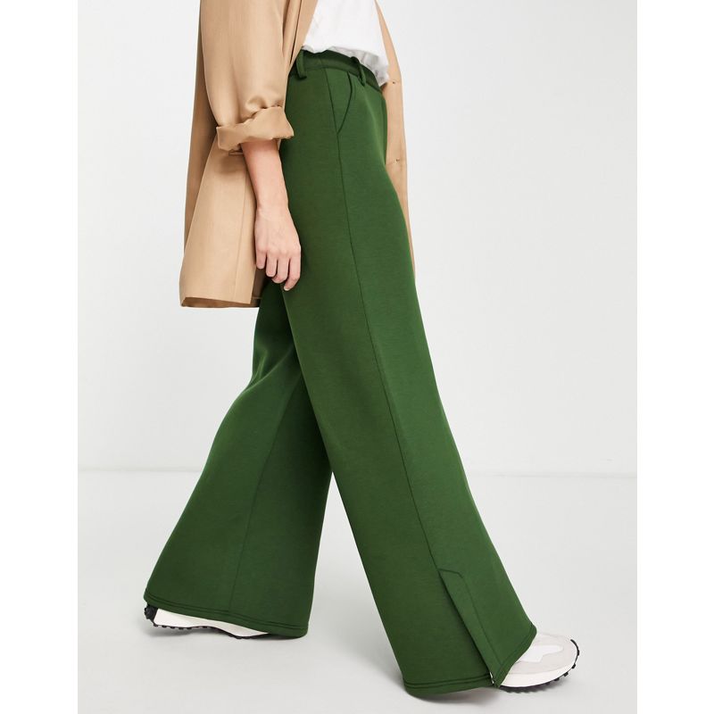 Donna Coordinati Extro & Vert - Pantaloni con fondo ampio in jersey verde scuro in coordinato