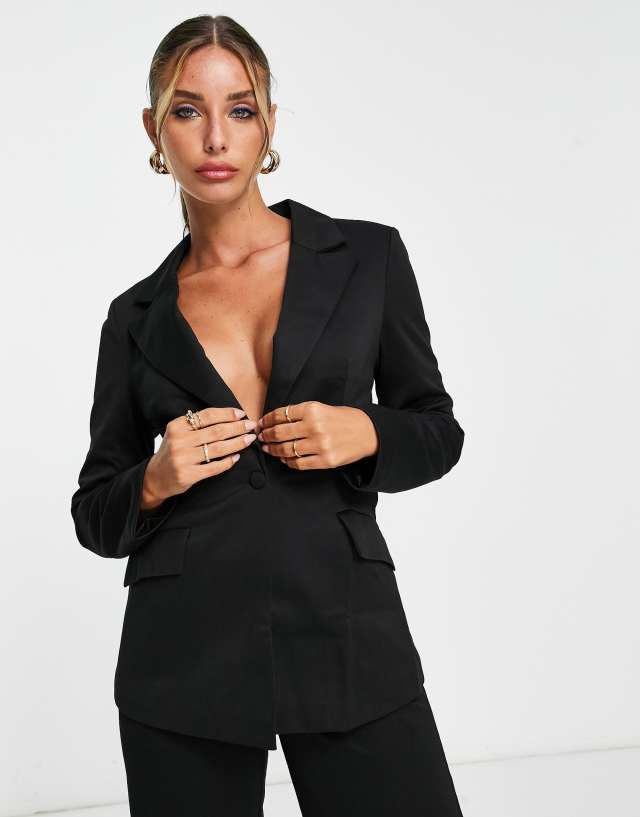 Extro & Vert perfect basic jersey fitted blazer in black - part of a set