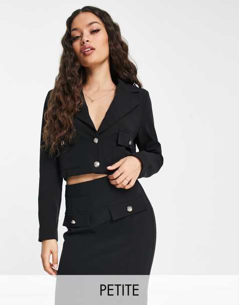 Extro & Vert Petite – Blazer in Schwarz mit kurzem Schnitt und Taschendetails, Kombiteil - view 1