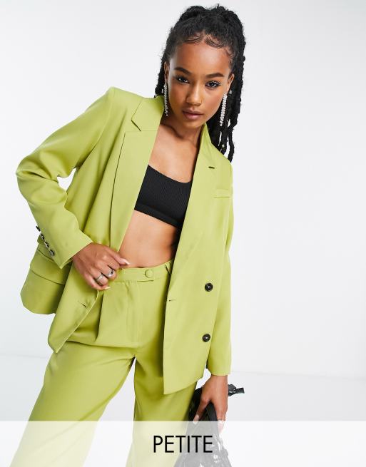 Extro & Vert Petite - Blazer oversize con tasca color oliva in coordinato 