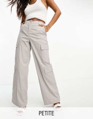 Extro & Vert Petite - Cargohose im 90er-Stil in Steingrau mit weitem Bein