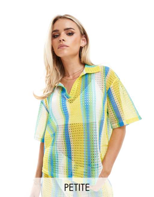 Extro & Vert Petite - Chemise d'ensemble en maille au crochet à rayures - Multicolore