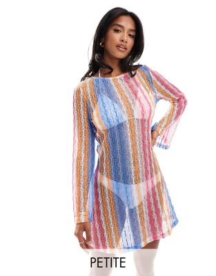 crochet mini dress in multi stripe