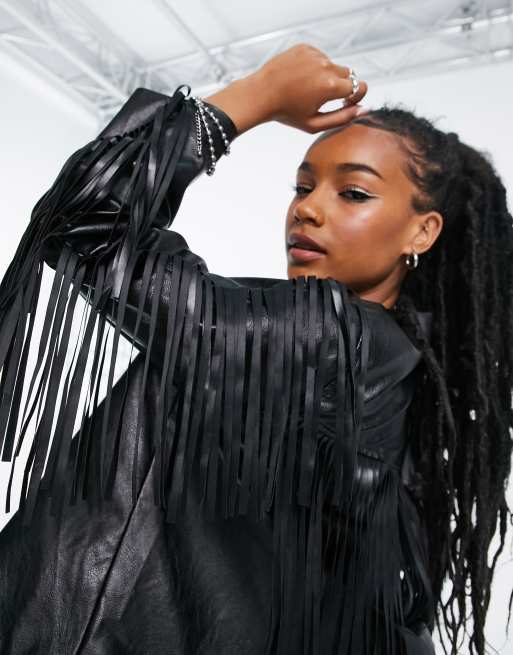 Long fringe hotsell leather jacket