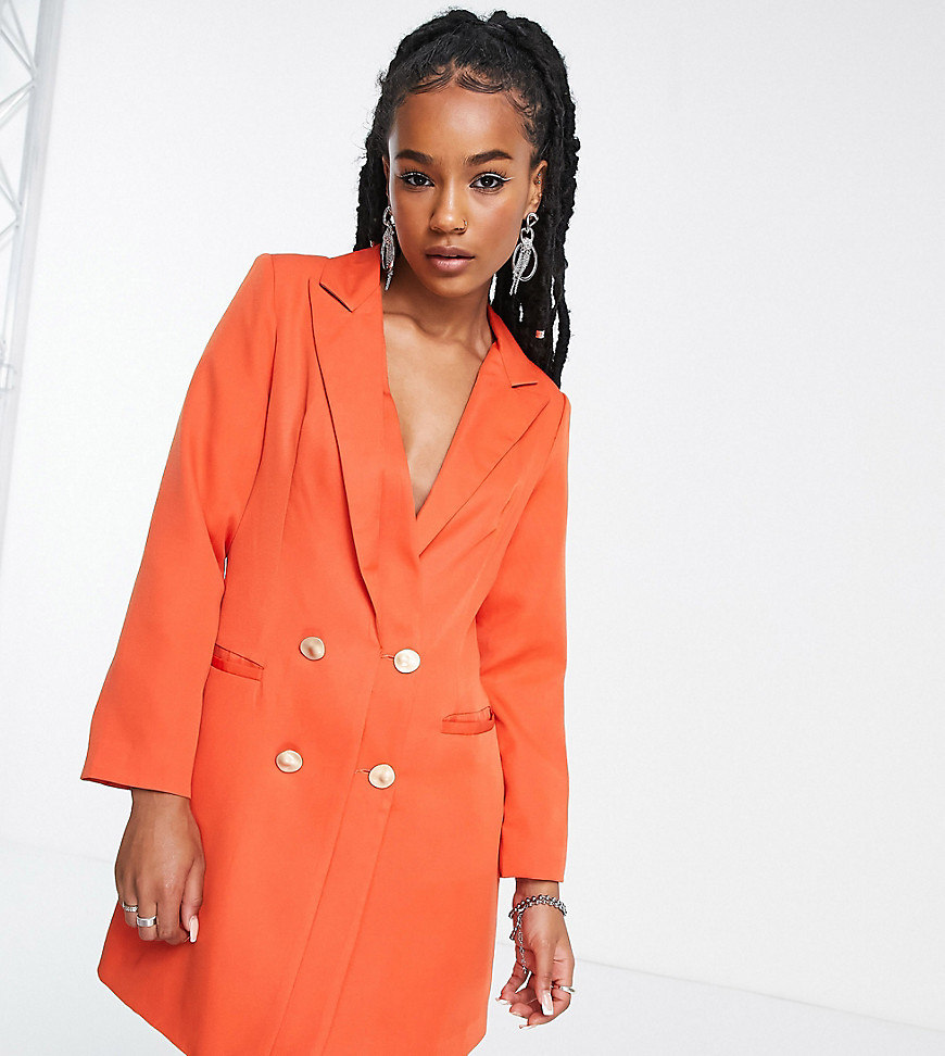 fitted mini blazer dress in orange-Copper