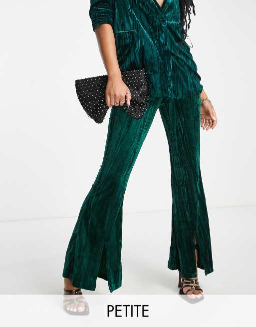 Rossi Forest Green Velvet Flare Pants