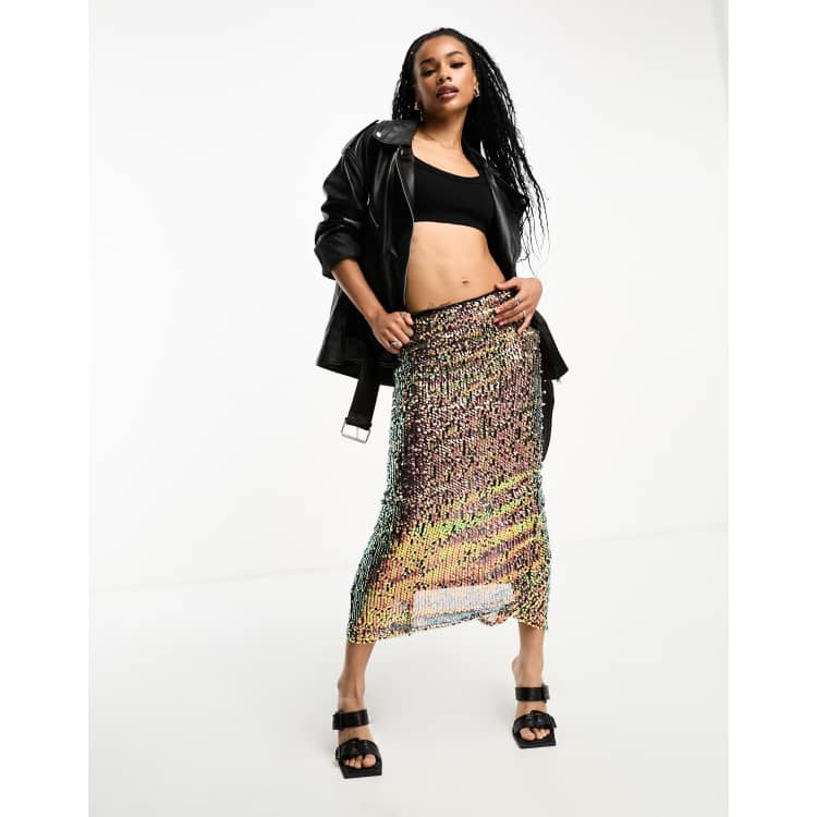 Mermaid sequin midi outlet skirt