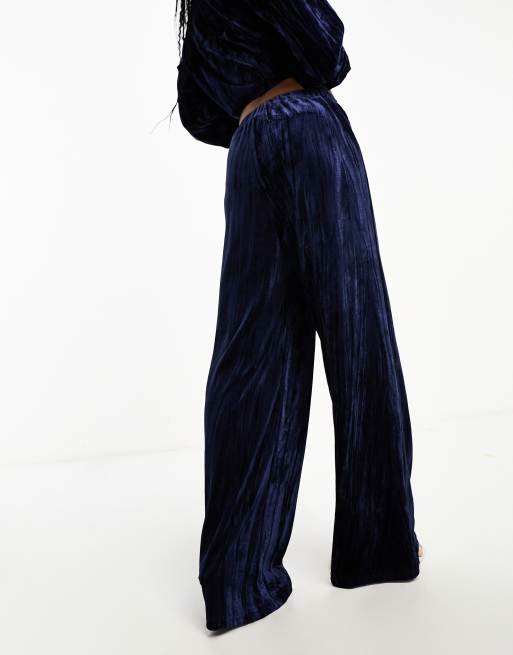 Extro & Vert Petite - Pantalon large d'ensemble en velours - Bleu nuit, 2 de 4
