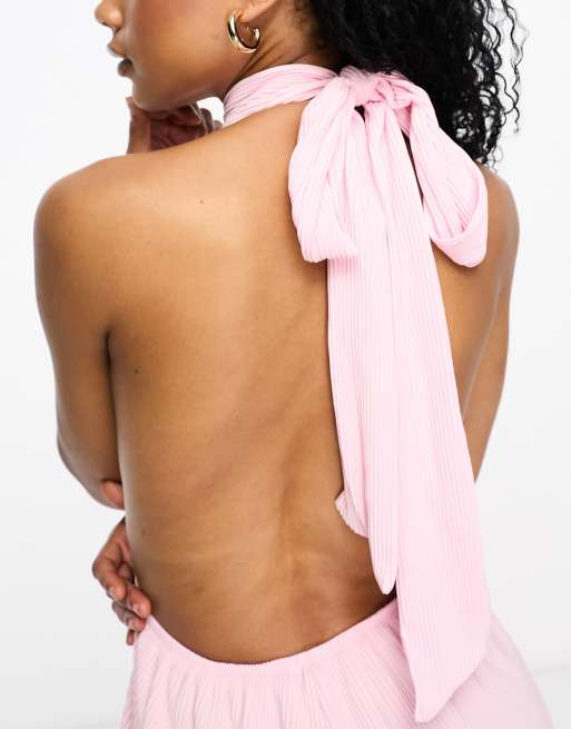 Extro Vert Petite plisse halterneck extreme wide leg pleated