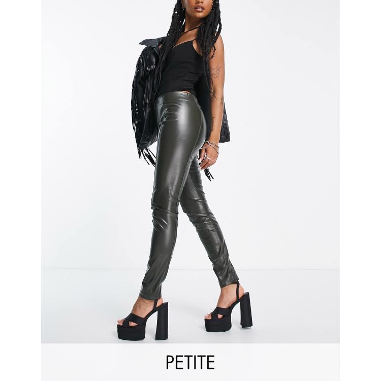 Extro & Vert Petite PU faux leather leggings with seam detail in