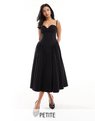 Extro & Vert Petite Strappy Maxi Corset Dress In Black