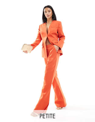 Extro & Vert Petite Extro & Vert Petite tailored kickflare trousers in rust co-ord-Orange