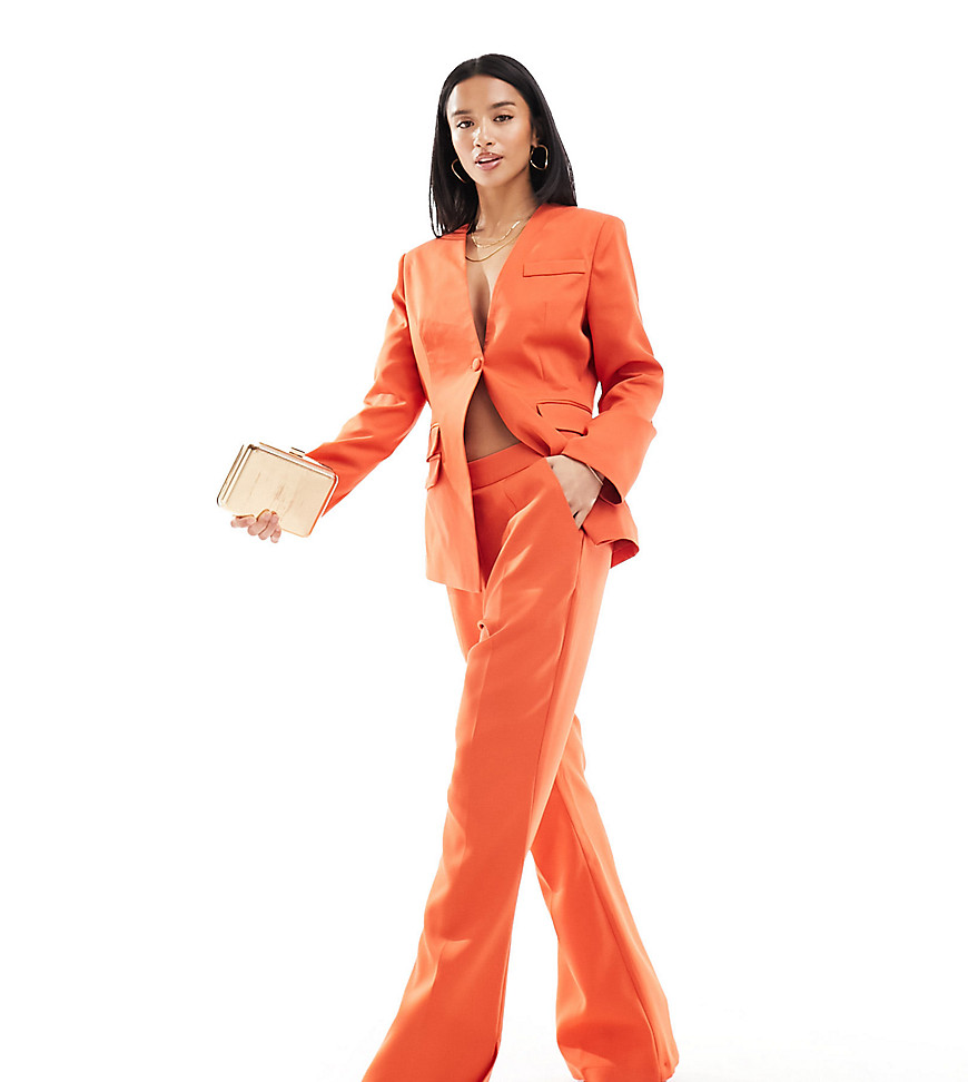 Extro & Vert Petite tailored kickflare trousers in rust co-ord-Orange