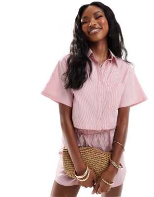 Extro & Vert Extro & Vert pinstripe shirt co-ord in red