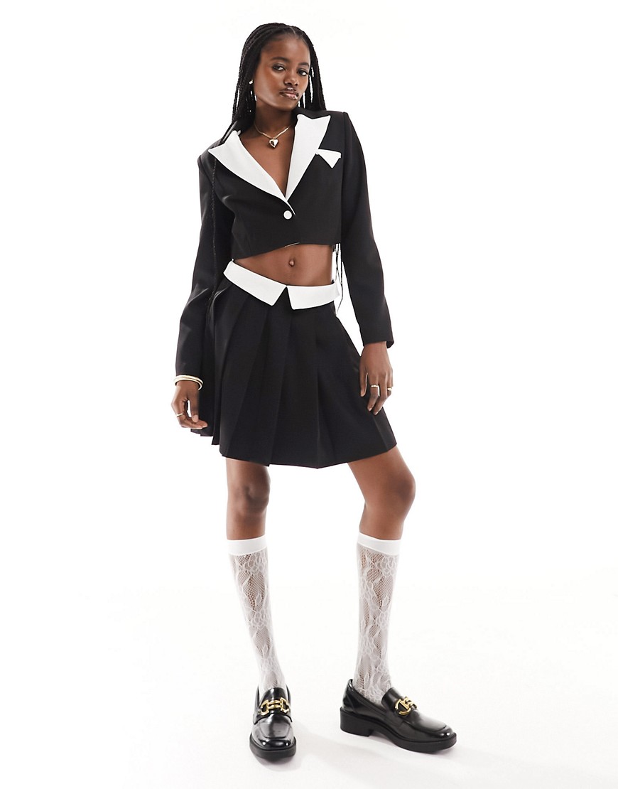 Extro & Vert pleated mini skirt in black co-ord