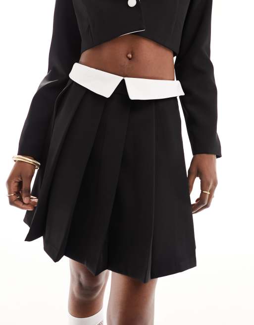 Extro Vert pleated mini skirt in black part of a set ASOS