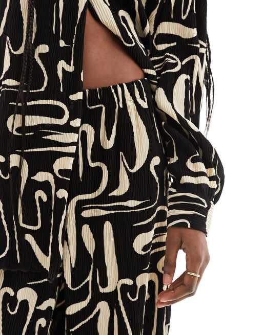 Extro & Vert - Plissé broek in abstracte print, deel van co-ord set, 5 van 5