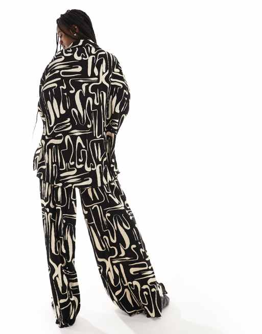 Extro & Vert plisse pants in abstract print (part of a set), 4 of 5