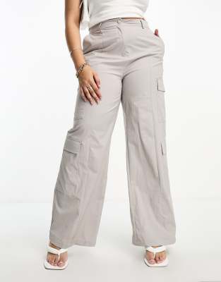Extro & Vert Plus Extro & Vert Plus 90s wide leg cargo trousers in stone grey
